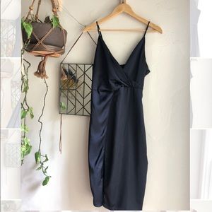Azalea black satin dress
